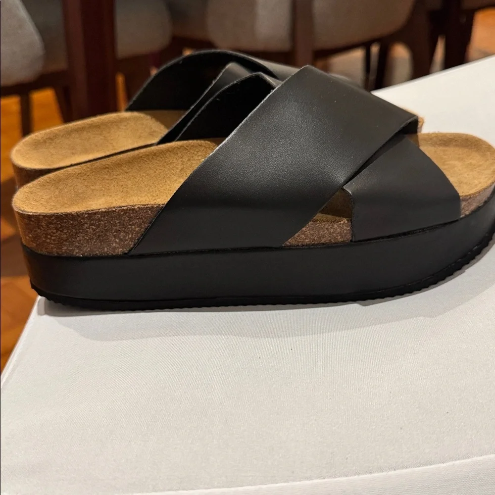 Free People Sidelines Flatform Black Criss Cross Sandals Size 38